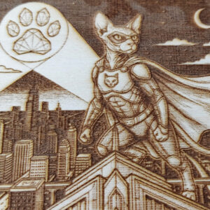 Gravírovaná dřevěná cedule: Super-Sphynx – Strážce města (Tady hlídám já!) - Obrázek 2