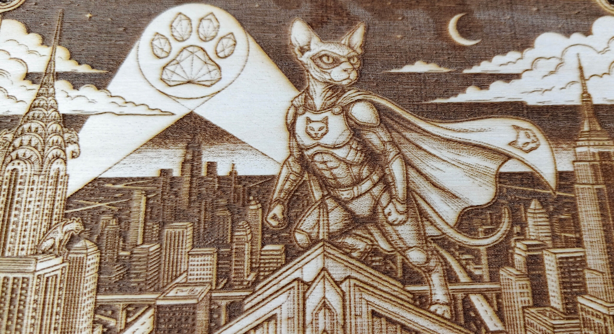 Gravírovaná dřevěná cedule: Super-Sphynx – Strážce města (Tady hlídám já!) - Obrázek 2