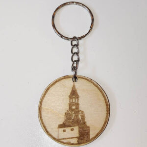 Oboustranná dřevěná klíčenka Město Ivančice (Kostelní věž & Znak) – 3,5 cm - Obrázek 2