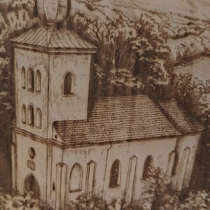Dřevěná plaketa Ivančice – Kaple sv. Jakuba (20cm) se stojánkem - Obrázek 4