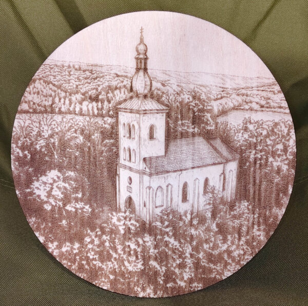 Dřevěná plaketa Ivančice – Kaple sv. Jakuba (20cm) se stojánkem