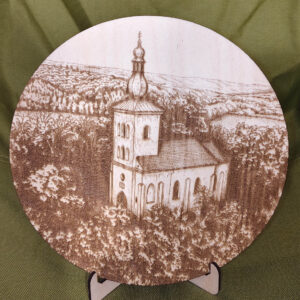 Dřevěná plaketa Ivančice – Kaple sv. Jakuba (20cm) se stojánkem